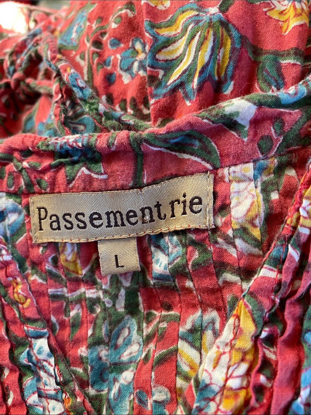 Passementrie Ofelia Blouse, 3/4 Sleeve, Orange Floral Size L — image 5 of 7